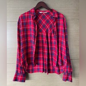 Zara drapey box-fit red plaid button down